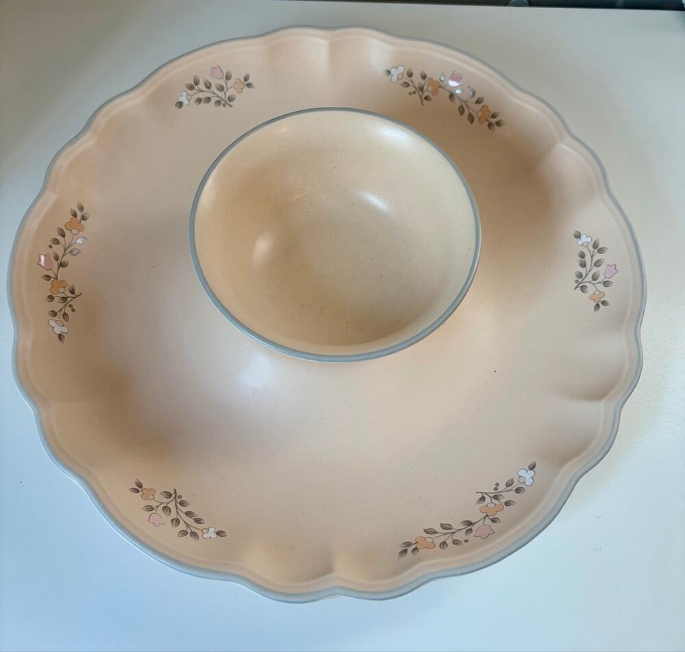 Pfaltzgraff Remembrance Chip Dip Serving Platter Bowl Set Vintage USA